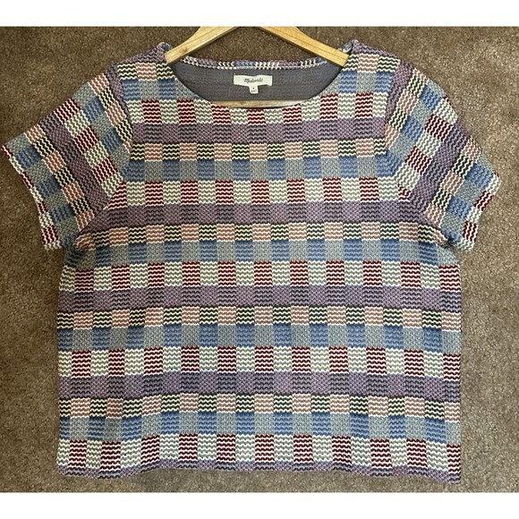 Madewell Checked Jacquard Setlist Boxy Tee Size M - Picture 3 of 10